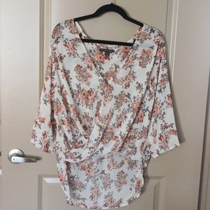 Faux wrap hi-lo blouse